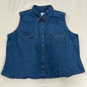 Emma James Vintage 90’ Spirit Sleeveless Denim Shirt Frontal Pockets Size XL
